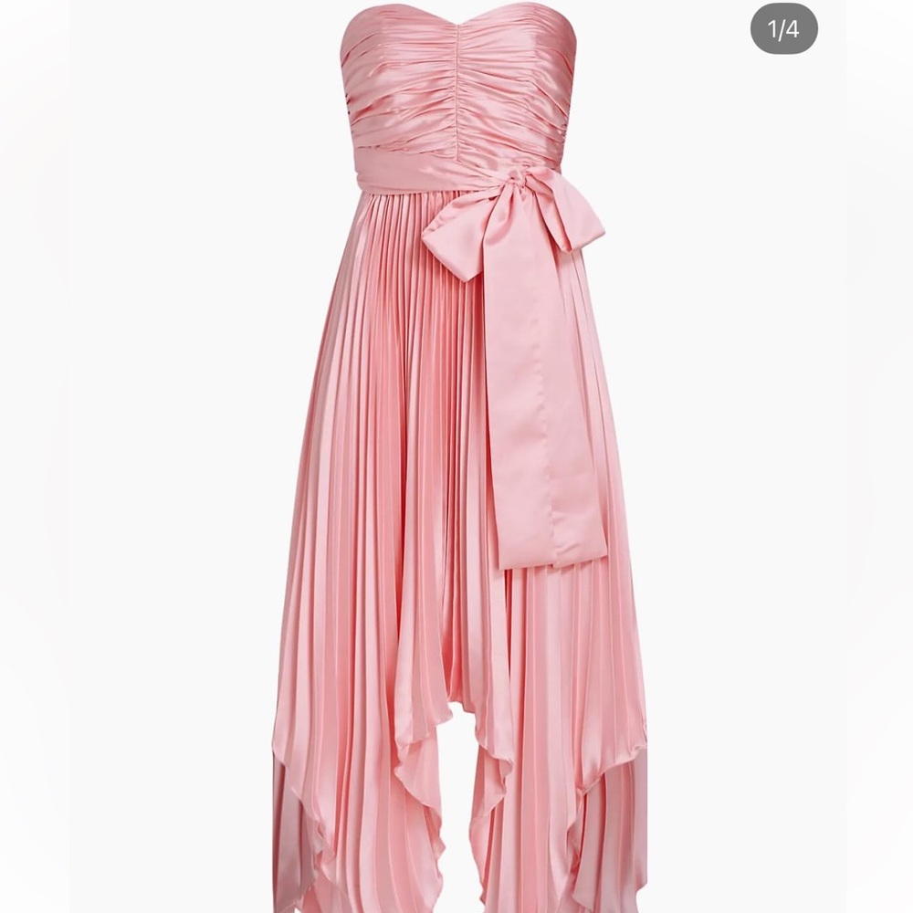 Amur Khloe Strapless Charmeuse Midi Dress